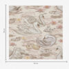 Wall Murals Swans with chicks on pink background with water lilies a00176