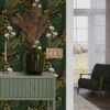 Wall Murals Tropical birds and lush greenery on dark jungle background a00397