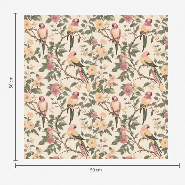 Wall Murals Tropical birds on flowering branches in pastel colors a00199 Wall Murals Tropical birds on flowering branches in pastel colors a00199