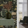 Wall Murals Tropical jungle with monkeys, birds and dense foliage a00191