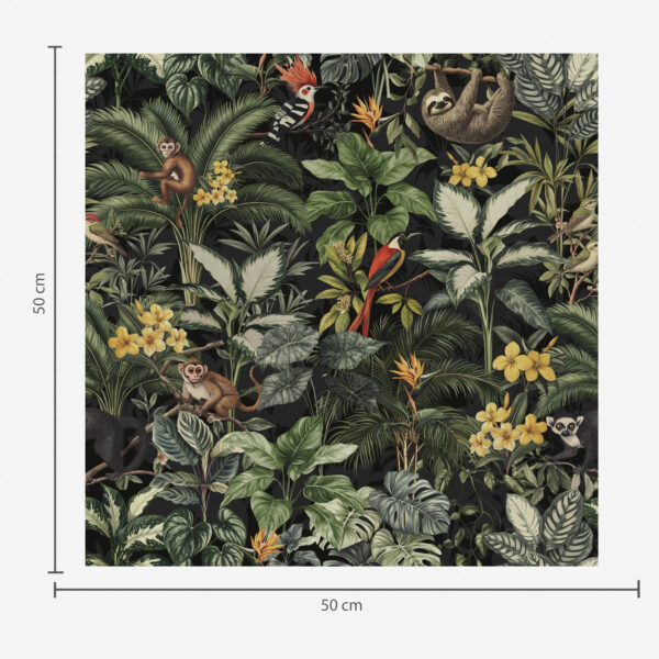 Wall Murals Tropical jungle with monkeys, birds and dense foliage a00191 Wall Murals Tropical jungle with monkeys, birds and dense foliage a00191