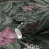 Wall Murals Tropical leaves and bird on a dark background a00140