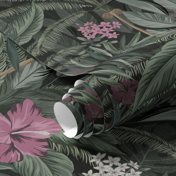 Wall Murals Tropical leaves and bird on a dark background a00140 Wall Murals Tropical leaves and bird on a dark background a00140