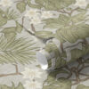 Wall Murals Tropical monstera leaves and flowers on a gray background a00249