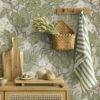 Wall Murals Tropical monstera leaves and flowers on a gray background a00249