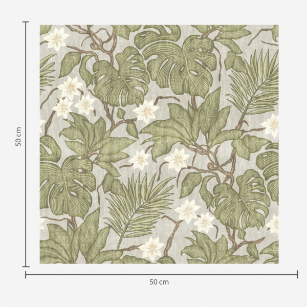 Wall Murals Tropical monstera leaves and flowers on a gray background a00249 Wall Murals Tropical monstera leaves and flowers on a gray background a00249