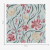 Wall Murals Watercolor flowers on a blue background, red and beige pattern a00216