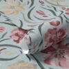 Wall Murals Watercolor flowers on a blue background, red and beige pattern a00216