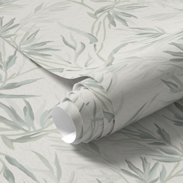 Wall Murals Watercolor leaves in cold shades, minimalist design a00225 Wall Murals Watercolor leaves in cold shades, minimalist design a00225