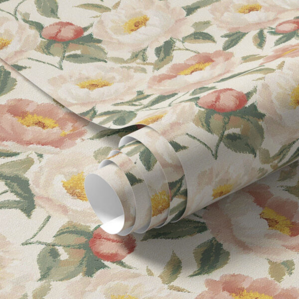 Wall Murals Watercolor peonies in light colors in retro style a00193 Wall Murals Watercolor peonies in light colors in retro style a00193