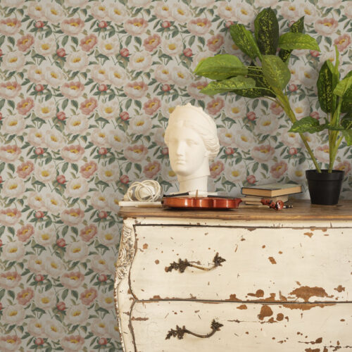 Wall Murals Watercolor peonies in light colors in retro style a00193