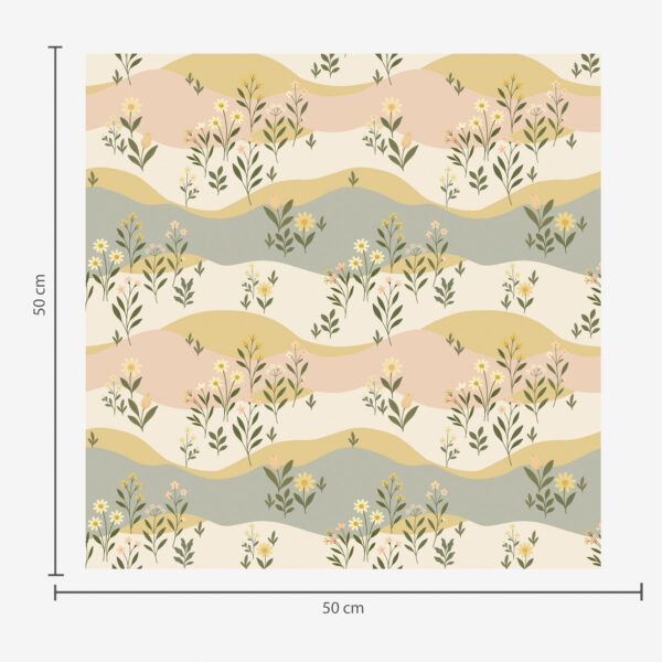 Wall Murals Wavy meadow flowers in pastel minimalist style a00396 Wall Murals Wavy meadow flowers in pastel minimalist style a00396