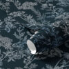 Wall Murals White and blue plants on a dark background a00029