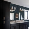 Wall Murals White and blue plants on a dark background a00029