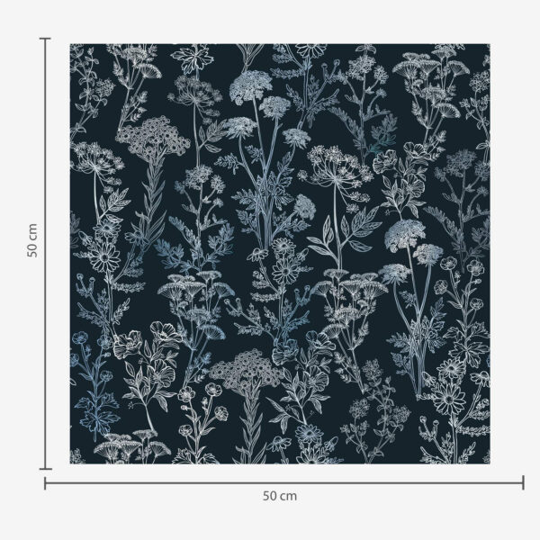 Wall Murals White and blue plants on a dark background a00029 Wall Murals White and blue plants on a dark background a00029