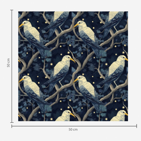 Wall Murals White birds on branches among shining fireflies in the night forest a00109 Wall Murals White birds on branches among shining fireflies in the night forest a00109