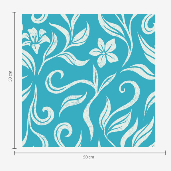 Wall Murals White flowers and leaves with scuffs on blue background a00038 Wall Murals White flowers and leaves with scuffs on blue background a00038