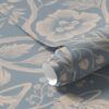 Wall Murals White flowers, stems and grapes on a blue background a00044