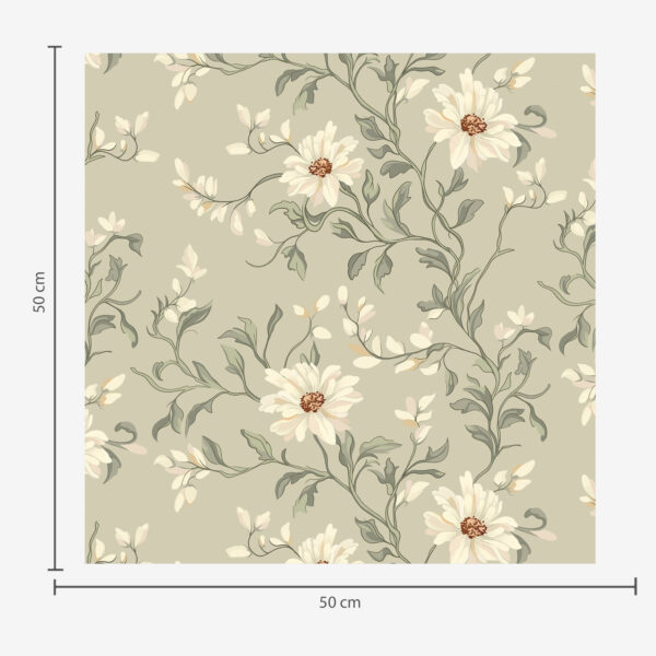 Wall Murals White flowers with wriggling leaves on light background a00001v1 Wall Murals White flowers with wriggling leaves on light background a00001v1