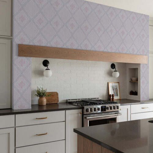 Wall Murals White rhombuses with pink center on blue background a00010v1