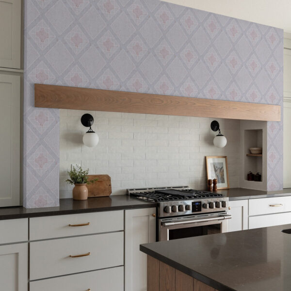 Wall Murals White rhombuses with pink center on blue background a00010v1 Wall Murals White rhombuses with pink center on blue background a00010v1