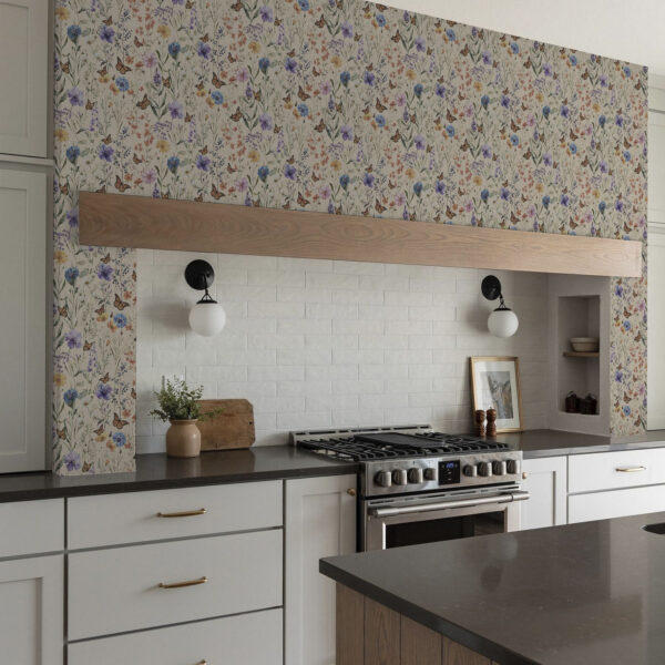 Wall Murals Wildflowers and butterflies in soft watercolor style a00389 Wall Murals Wildflowers and butterflies in soft watercolor style a00389