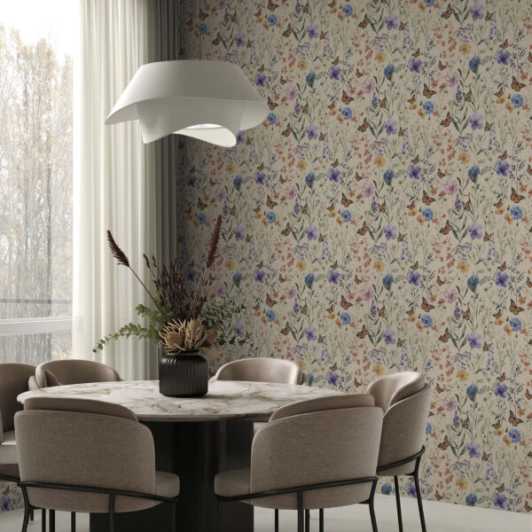 Wall Murals Wildflowers and butterflies in soft watercolor style a00389 Wall Murals Wildflowers and butterflies in soft watercolor style a00389