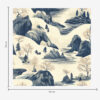 Wall Murals Winter landscapes with mountain river in blue shades a00103